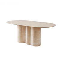 Table à manger ovale moderne en marbre naturel à prix abordable, avec base en marbre, pour hôtels et décoration intérieure – Approvisionnement direct usine