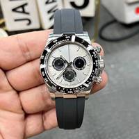 Montre automatique pour homme de luxe, grise, à trois aiguilles, petit cadran noir, mouvement mécanique 4130