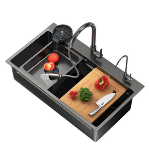 Évier de cuisine simple en acier inoxydable 304, extra épais, noir, nano, gaufré en nid d'abeille, grand évier à légumes LIBERT A-<span class=keywords><strong>1</strong></span> - Product Image 1