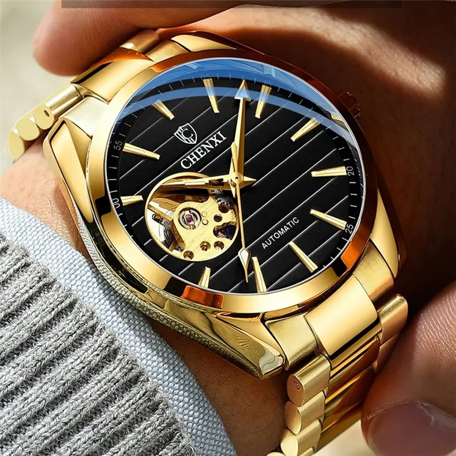 Chenxi 8806 Original Luxury Gold Stainless Steel Fully Automatic Mechanical Watch for Men Male Relojes