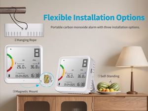 Co Detector thời gian thực Carbon Monoxide Detector với nhiệt độ và độ ẩm cảm biến LCD hiển thị báo động USB Home Car văn phòng du lịch - Product Image 6