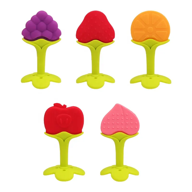 Silicone Toy Soft Silicone Fruit Teething Toys Set For Toddlers Infants Baby Gum Massager