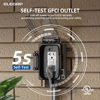 ELEGRP Prise GFCI 1 Gang avec couvercle extérieur étanche, prise GFI TR WR avec couvercle et kit de boîtier
