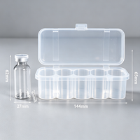 Kotak Penyimpanan Vial Plastik Transparan 5 Slot Grosir, Tutup Lipat, Dapat Ditumpuk, Cetak Kustom untuk Ampul Peptida 3ml, Wadah Botol Kecil
