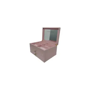 थोक अनुकूलित लक्जरी रिंग आभूषण प्रदर्शन गुलाबी ट्रे आभूषण ट्रे लकड़ी OEM आधुनिक लकड़ी रिंग बॉक्स प्रदर्शन चमड़े के लिए