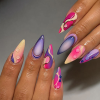 Faux ongles courts en amande à couverture complète, pré-dessinés, à presser – Produits de beauté, fournitures d'ongles en gros
