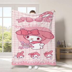 Mantas baratas al por mayor de felpa de poliéster con estampado personalizado de gatos KT kawaii, lindas, con MOQ bajo, para sofá, cama o sofá cama. - Product Image 2