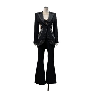 Novedad de verano, chaqueta y pantalones de traje de diamantes de imitación calados únicos para <span class=keywords><strong>mujer</strong></span>, conjunto de 2 piezas, moda Sehe - Product Image 5