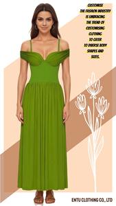 Elegante verde fuera del hombro Maxi vestido de tirantes finos plisado corsé vestido de noche Formal verano <span class=keywords><strong>boda</strong></span> invitado <span class=keywords><strong>traje</strong></span> - Product Image 2