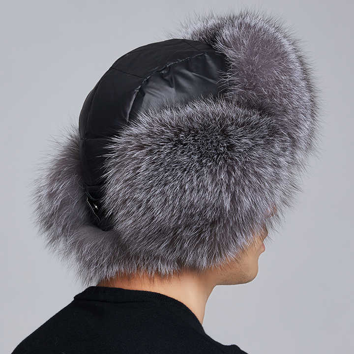 S Women's Real Fox Fur Trapper Hat Winter Hat With Ear Flaps