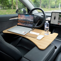 Table de travail pliable en bambou pour voiture, multifonctionnelle, pour ordinateur portable, travail et repas, accessoire pour volant