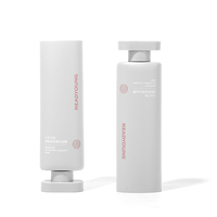 Tube cosmétique en PE gris clair mat de 100 ml avec bouchon à vis ovale plat, emballage élégant et féminin pour lotion corporelle