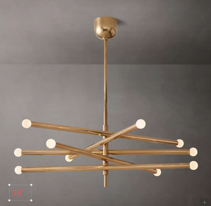 Lustre mobile à 10 lumières <span class=keywords><strong>de</strong></span> style minimaliste avec crochets incurvés et crochets en forme <span class=keywords><strong>de</strong></span> poisson inversés, modèle <span class=keywords><strong>Rousseau</strong></span> 38 - Product Image 4