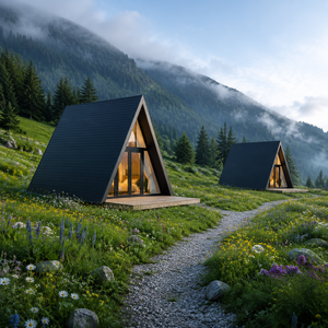 Cabaña Prefabricada de Lujo, Alojamiento en Zona Natural con Madera de Gran Calidad, Programa de Estadía en <span class=keywords><strong>la</strong></span> Naturaleza, Casa en Forma de A, Modelo S390 Pro - Product Image 1