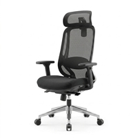 Chaise de bureau ergonomique moderne à dossier haut en maille, pivotante, avec accoudoirs réglables et structure en aluminium pour salle de réunion