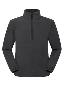 <b>Men's</b> Quarter-<b>Zip</b> Fleece <b>Jacket</b> Solid Color Breathable Casual Autumn Wear Regular Fit Knitted Polyester Material - Product Image 1