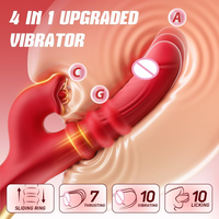 Vibrateur Point G OEM/ODM avec anneau coulissant, 10 modes de vibration, godemichés pénétrants avec fonctions de frappe et de chauffage, jouets sexuels pour femmes