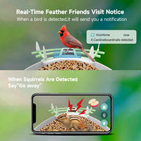 Mangeoire à oiseaux solaire intelligente avec reconnaissance des espèces d'oiseaux par IA, caméra, télécommande, enregistrement vidéo 1080P, compatible WIFI