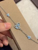 Bracelet en argent 925, nouveau style chinois, motif fleur bleue et gourde, pour femme, collection 2026, accessoire haut de gamme frais et élégant