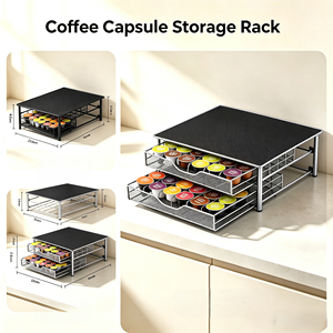 Support de machine à café en métal avec tiroir coulissant et plateau de <span class=keywords><strong>rangement</strong></span> pour capsules de café de taille standard - Product Image 1