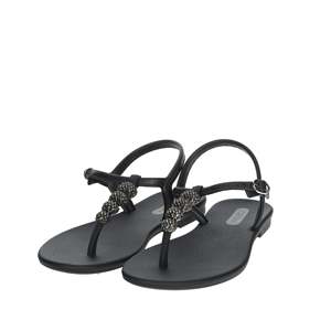 Grendha Women's <b>Flat</b> <b>Sandal</b> Black T-Strap Beaded Design Casual Wear - Product Image 6