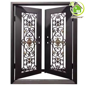 Portes d'Entrée Principales Doubles de Luxe en Fer Forgé de Style Français pour Maison - Product Image 1