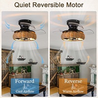 Ventilateur de plafond rétro avec moteur DC, éclairage de chambre, ampoule Aspa 40W, lampe en cage, télécommande, minuterie, 6 vitesses, réversible