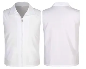 Wholesale High Quality Volunteer Worker Uniform Side Pocket mens women Sleeveless Tops Outdoor Work Vest With Custom Logo