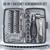 Kit d'outils manuels de réparation domestique 38-en-1 avec tournevis à cliquet