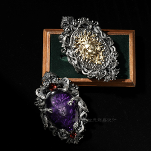 ZHENXUN Collier en Argent Pur 925 avec Pendentif Miroir Méduse, <span class=keywords><strong>Serpent</strong></span>, Démon Féminin, Cristal, pour Hommes et Femmes, Original, Fait Main, Personnalisé - Product Image 2