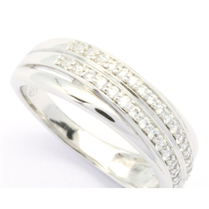 Bague classique en diamant pour femme avec sertissage pavé en or blanc 18K 9K 14K - Product Image 4