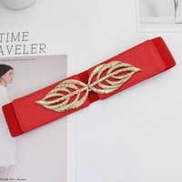 Vintage Designer Damen PU-Leder Gürtel mit Elastik und Metallschnalle im Western-Stil