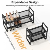 Organizador de Zapatos Metálico Apilable, Expandible y Ajustable con Diseño que Ahorra Espacio para Sala de Estar, Garaje y Entrada