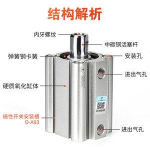 Pièces pneumatiques Xingchen, petit cylindre fin ACQS/CDQ2B20/32/12*16*40-10X25*35X60X50 - Product Image 3