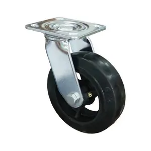 6 "роликовый подшипник верхней пластины стволовых тяжелых загрузки тележка Промышленных Поворотный чугун черный резиновый колёса