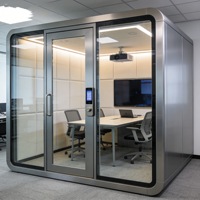Ruang Rekaman Studio Modern Minimalis Berbingkai Aluminium, Kabin Kedap Suara untuk Siaran Langsung, Bilik Telepon, Kantor Multi-Orang