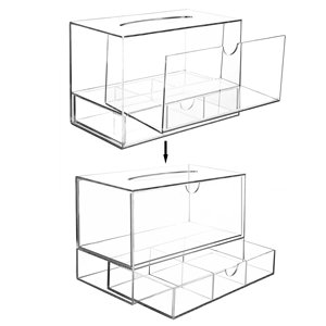 透明亚克力卫生组织器抽屉盒，带纸巾分配器展示架产品 - Product Image 4