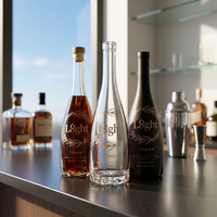Bouteille en verre pour spiritueux, 650 ml, 750 ml, transparente, avec bouchon, pour le stockage du whisky et des liqueurs – Meilleures ventes