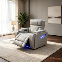Ensemble de canapés électriques inclinables en cuir italien multifonction 3-2-1 places avec Bluetooth, éclairage LED, port USB et rangement