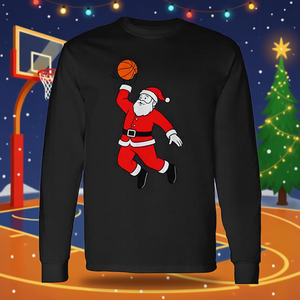 T-shirt à manches longues Santa Dunking Basketball Christmas - Product Image 3