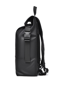 Sac à dos d'affaires de luxe léger et fin, imperméable, extensible, bleu uni, à rabat - Product Image 4