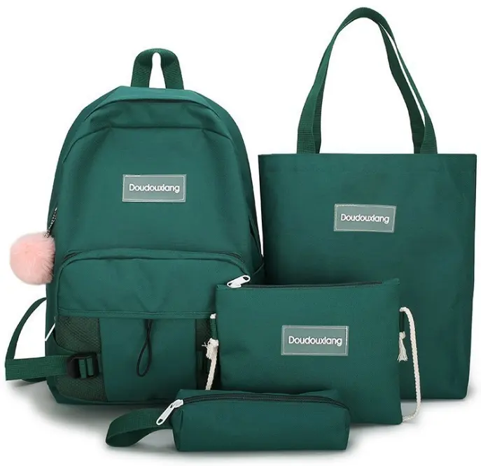 Custom canvas backpack bag set 3pcs school bag