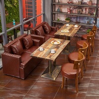 Tables et chaises de café, mobilier de restauration décontracté de style nordique pour salons de thé, restaurants occidentaux, et boutiques de desserts, en PU