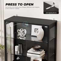 Vitrine en verre sur mesure à 6 niveaux avec éclairage LED, détecteur de mouvement et étagères en verre réglables pour objets de collection, figurines et décoration intérieure
