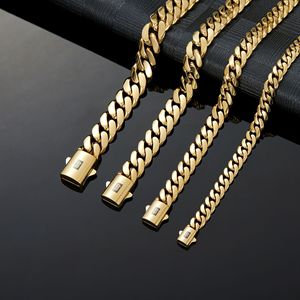 14K Vergoldete Diamant-Gliederkette für Männer Titan-Stahl Matt Verschluss Schlankes Design JMSB - Product Image 3
