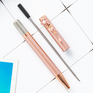 Bolígrafo de Metal Color Oro Rosa para Diario, con Diseño de Flor de Cerezo Rosa, Tinta Negra de 0.5 mm, Creativo, Color Perla Melocotón Rosa, para Diario Diario - Product Image 4
