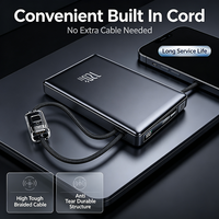 Batterie externe 120W avec câble intégré, charge rapide bidirectionnelle, affichage numérique LED, design fin en métal, portable