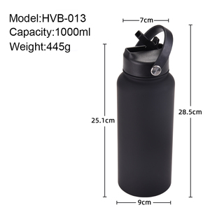 Nouvelle Gourde Sport Design en <span class=keywords><strong>Acier</strong></span> Inoxydable Grande Capacité 1L, Bouteille d'Eau Américaine à Grande Ouverture avec Poignée Portable et Paille - Product Image 3