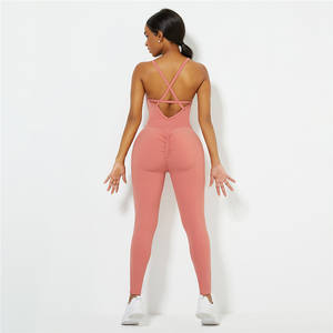 HEXIN New Listing Sexy Kreuz Schnürung Low Back Scrunch Butt Fitness Sport Frauen One Piece Yoga Jumps uit - Product Image 4