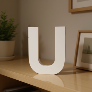 Lettera U in legno bianca da 12 pollici per decorazioni murali - Product Image 3